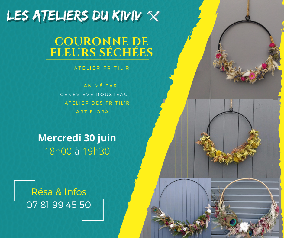 Atelier couronne de fleurs séchées Briollay